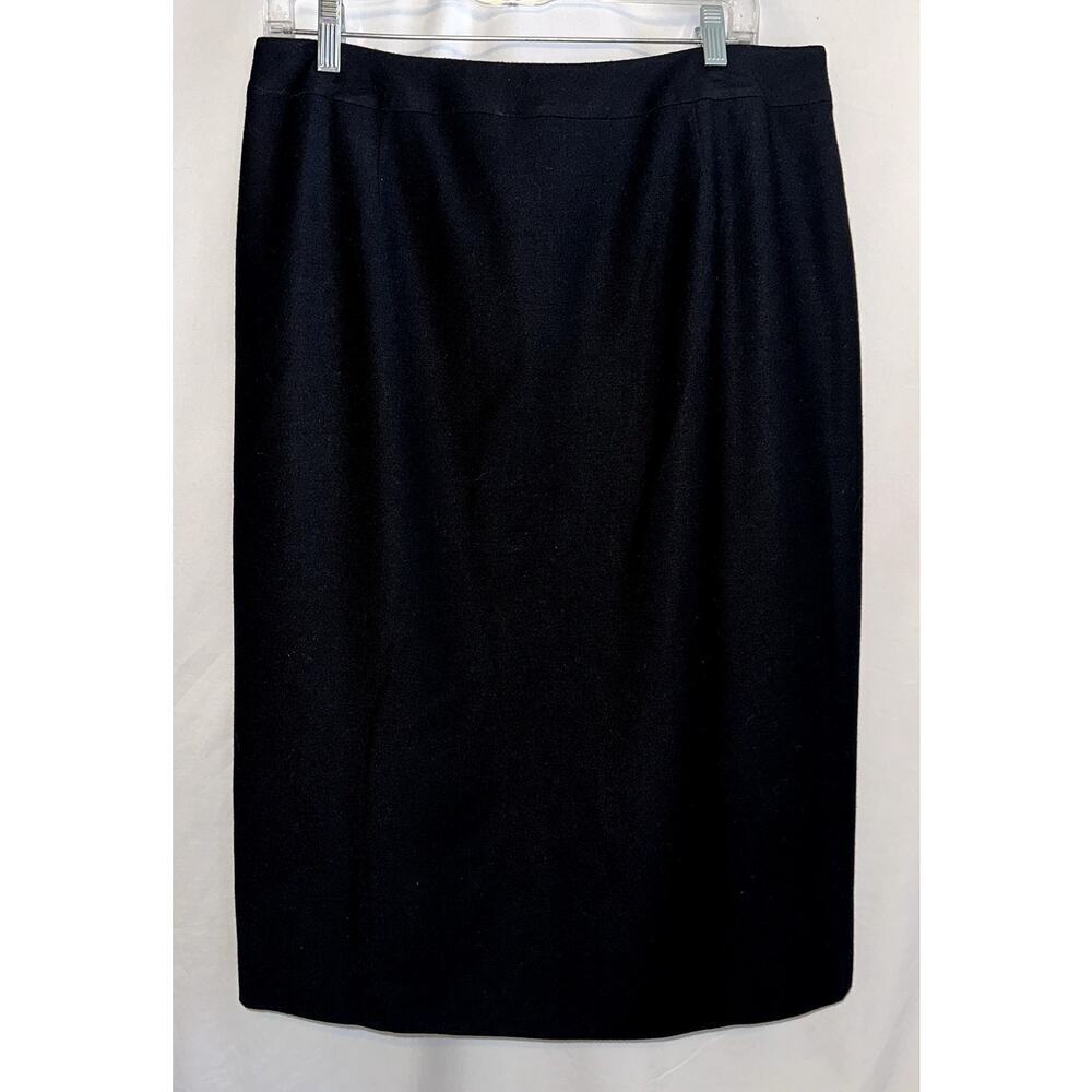 Talbots Vintage Wool Black Pencil knee length Skirt Made In USA Women's Size 14